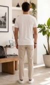 Erkek Beyaz O Yaka Basic T-Shirt 